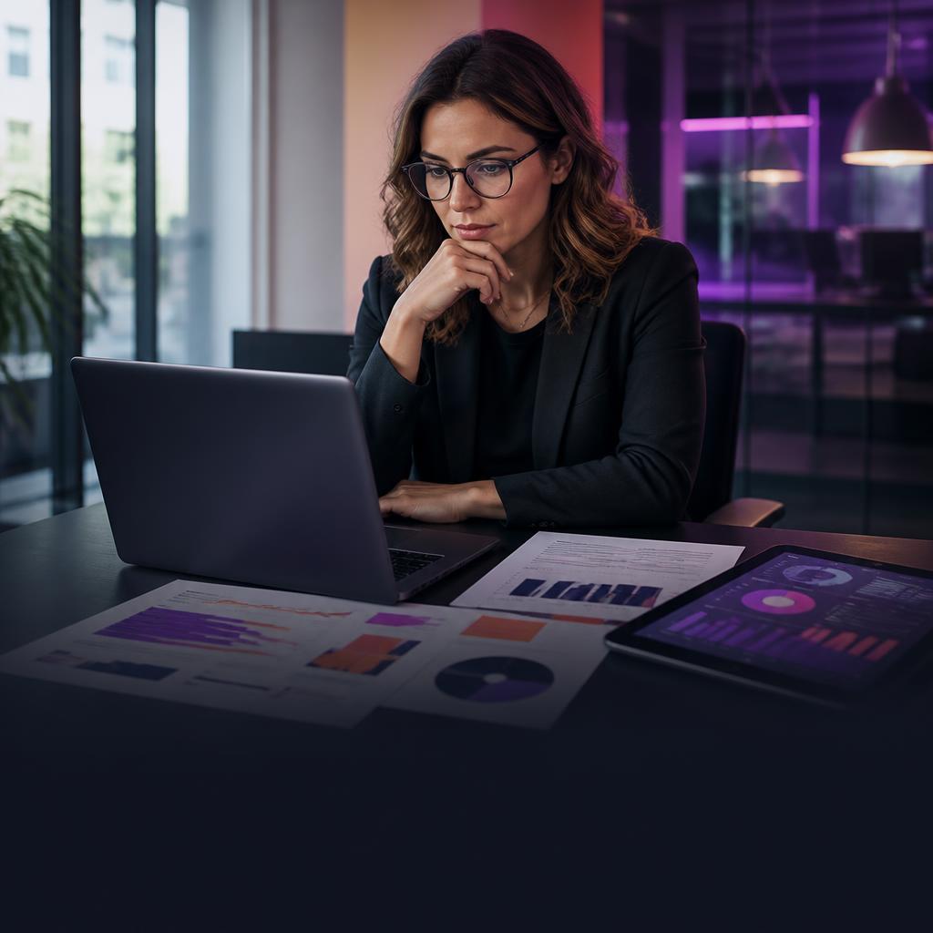 AI Credits Are the New Budget Blind Spot — Leadous Articles & Insights Marketing operations analyst reviewing AI usage and spend dashboards at a laptop.